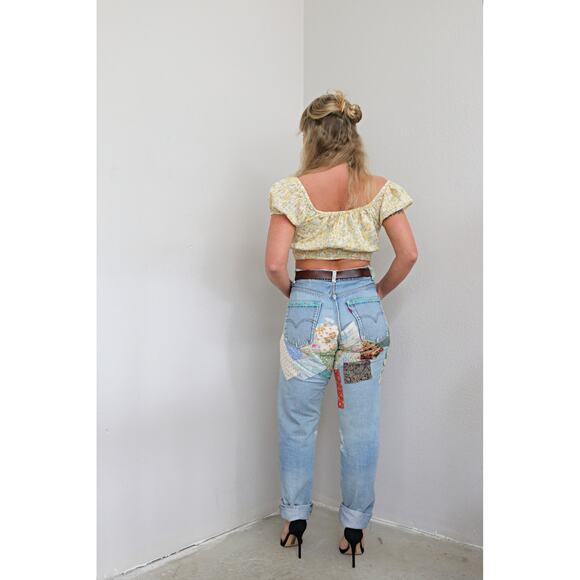 Early 1980s Vintage Levi's USA Made 505 Hand Patched Jeans Women's SM MD 31" 32" - Picture 8 of 11